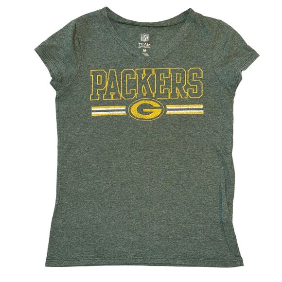 NFL Team Apparel Girls T Shirt Green Bay Packers Football Tee Short Sleeves Medi - Picture 1 of 6